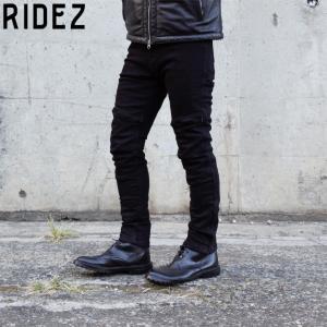 バイク用品ライディングパンツ カジュアル 街乗り デニム   ブラック  RIDEZ ライズ ストレッチジーンズ RDB1002 取寄品｜hatoya-parts