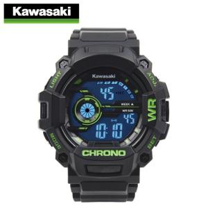 腕時計 バイク デジタル アラーム機能 ELバックライト おしゃれ グリーン  KAWASAKI カワサキ スポーツウォッチ 186SPM0031
