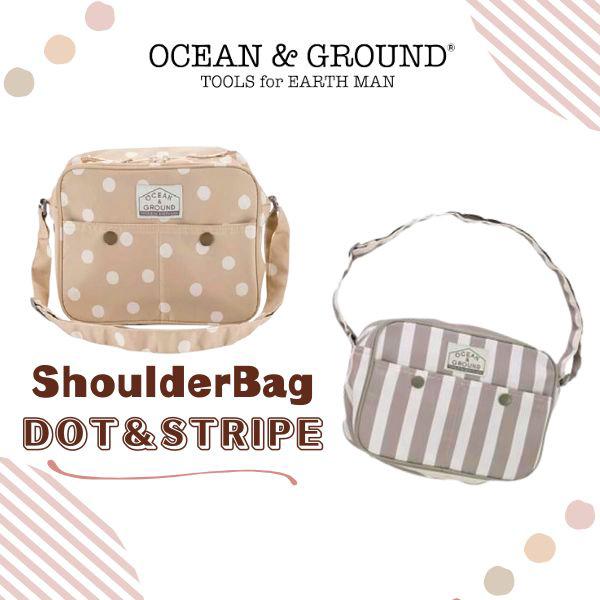 送料無料 Ocean＆Ground ショルダーバッグ DOT&amp;STRIPE 通園バッグ 肩掛け バッ...