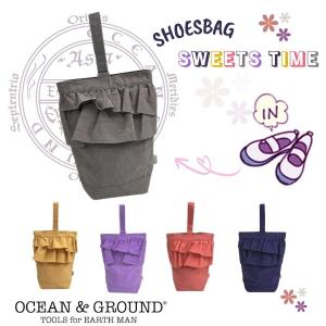 メール便送料無料 Ocean＆Ground シューズバッグ SWEETS TIME フリル ナイロン 上履き入れ かわいい キュート 女の子 キッズ ジュニア 1815009｜Sun’s Market