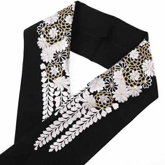 半衿 振袖 成人式 半襟 刺繍 黒地 白地 赤 藤 金糸 シルエリー Ｓｉｌｅｌｌｙ おしゃれ 半衿...