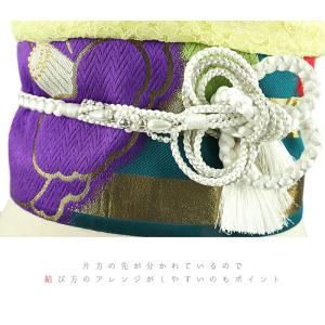 帯締め 振袖用 飾り紐 正絹 成人式 白 銀 ...の詳細画像1