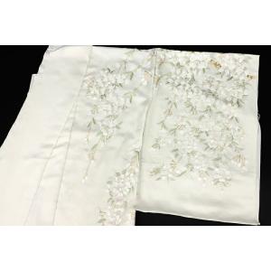 訪問着 手刺繍 総刺繍 正絹 白地 桜 未仕立...の詳細画像4
