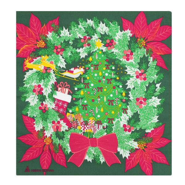 風呂敷 日本製 50cm幅 中巾 クリスマス Christmas サンタクロース 緑 浅山美里 AS...