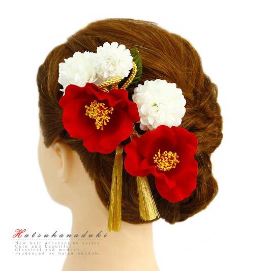 髪飾り 成人式 つまみ細工 赤 振袖 袴 浴衣 夏祭り 花火大会 3点セット 白 ゴールド ちりめん...