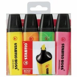 STABILO スタビロ BOSS ORIGINAL ボス オリジナル 4色セット蛍光ペン 水性 マーカー 文房具 おしゃれ 雑貨 蛍光マーカー