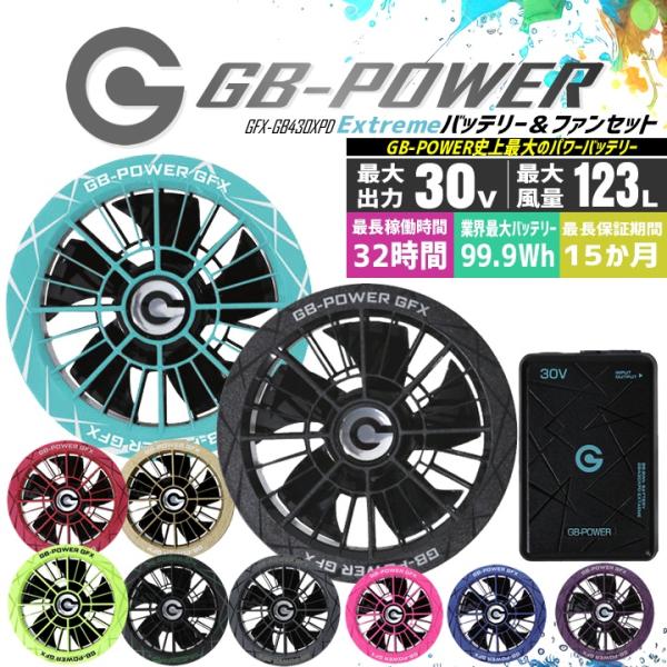 【即日発送】長信ジャパン 空調服用（30V専用 ファン＆バッテリーセット）GB-POWER GB43...