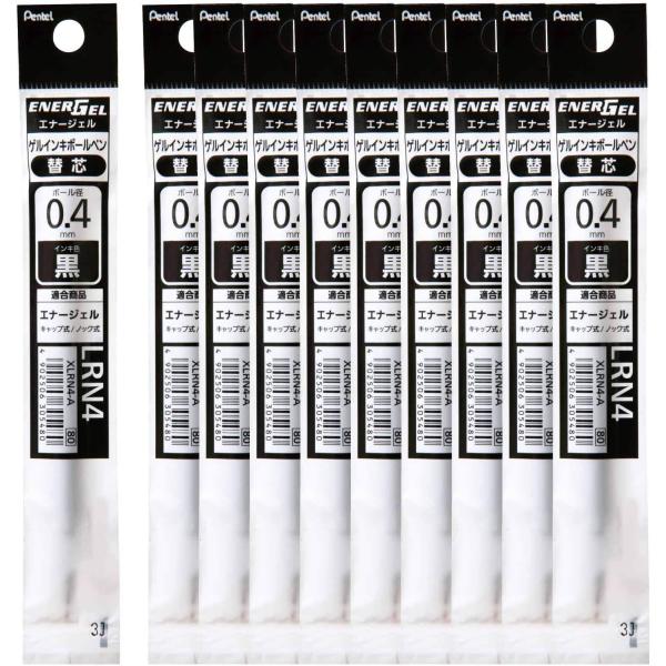 ぺんてる ボールペン替芯 エナージェル 0.4mm XLRN4-A 黒 10本 A:黒