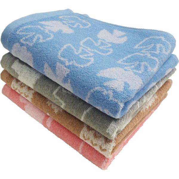 kosugizen フェイスタオル コットン 北欧アニマル 34×80cm 4柄セット 北欧アニマル...