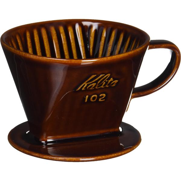 カリタ Kalita コーヒー ドリッパー 陶器製 102-ロト 2-4人用 ブラウン 02003 ...
