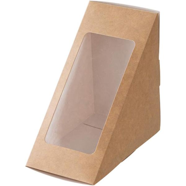 ヘッズ サンドウィッチボックス 7.5×12×12cm 茶色 50枚 食品対応 クラフト デリバリー...