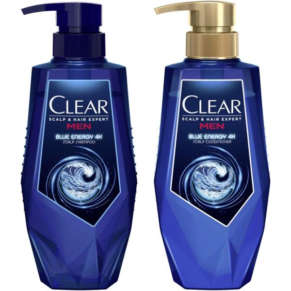 セット買い CLEAR クリア ブルーエナジー4x スカルプシャンプー&amp;コンディショナー ポンプセッ...
