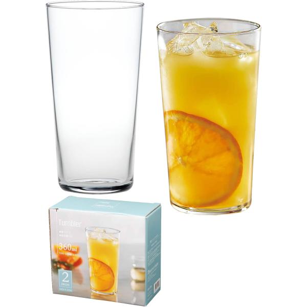 東洋佐々木ガラス タンブラーグラス 薄づくりグラスセット 360ml 2個セット 口当たりの良さと軽...