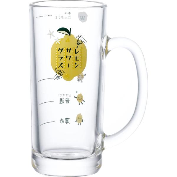 東洋佐々木ガラス レモンサワーグラス ジョッキ 目安つき 435ml x1 日本製 食洗機対応 目盛...