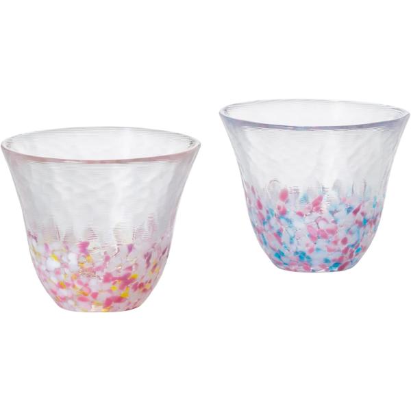 アデリア ADERIA津軽びいどろ sakura 菜の花と青い空 盃ペアセット 化粧箱入 日本製 ぐ...