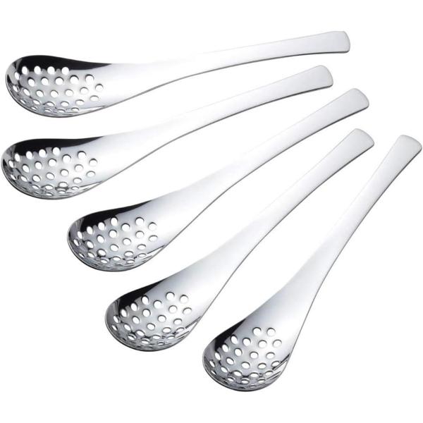 下村企販 レンゲ スプーン 穴あき 5本組 日本製 食洗機対応 全長18cm 汁を切ってすくえる ラ...