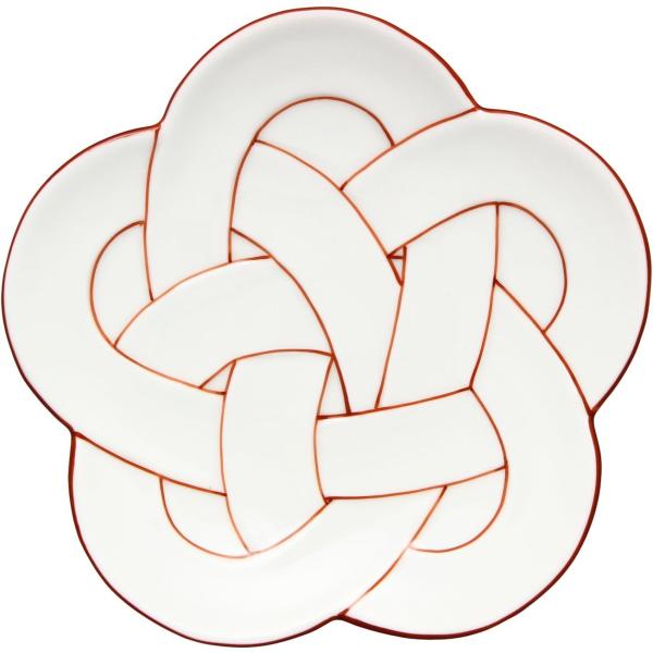 24to3 西富陶磁器 有田焼 皿 田清窯 梅結び 銘々皿 プレート 取皿 直径約15cm 赤 迎春...