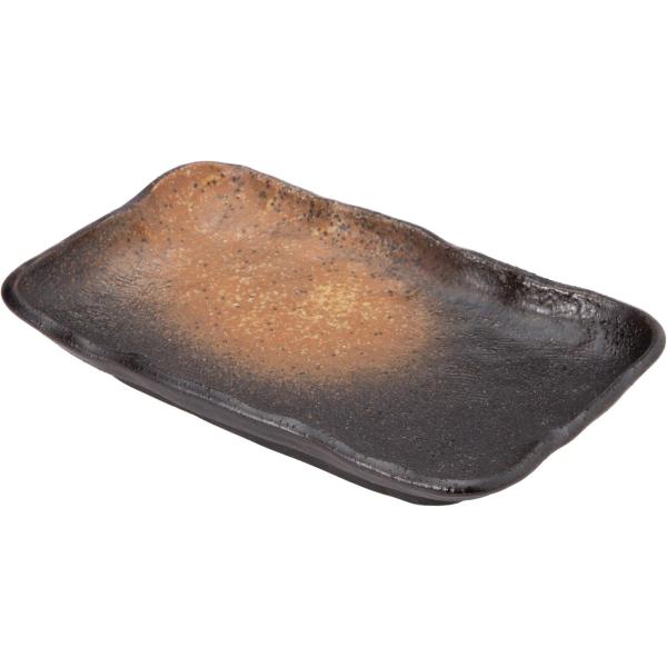 美濃焼 皿 長皿 焼き物皿 約21×14cm 黒備前 日本製 K80294
