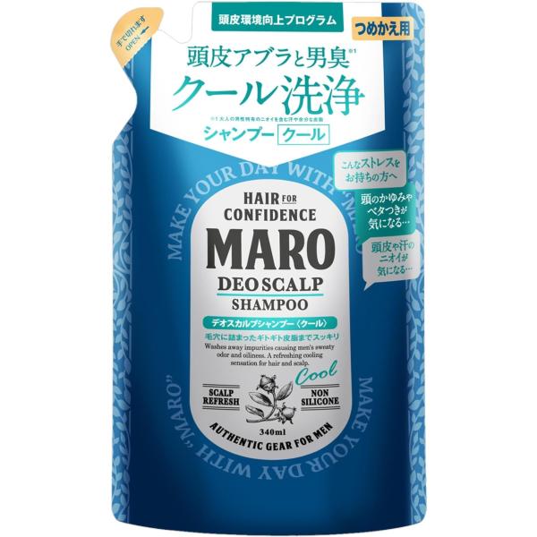 医薬部外品 MARO デオ スカルプ シャンプー メンズ クール グリーンミントの香り 340ml ...