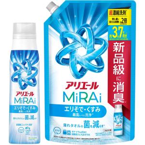 アリエール [本体+詰替えセット] 洗濯洗剤 MiRAi 超濃縮コンパクト洗剤* エリそで くすみ最高レベル洗浄* 本体ボトル 大 460g + 詰め替え 1170g