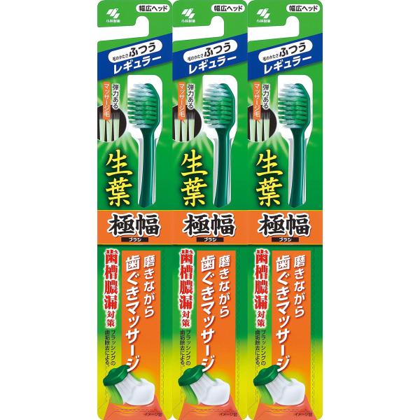 【まとめ買い】生葉(しょうよう) 極幅ブラシ 歯ブラシ レギュラーヘッド ふつう×3個 歯槽膿漏対策