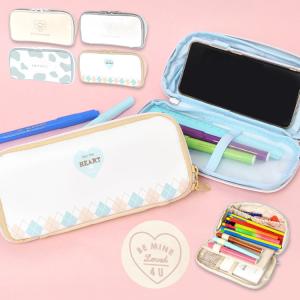 ペンポーチ 大容量 かわいい おしゃれ シンプル 韓国 筆箱 中学生 高校生 小学生 女の子 可愛い ペンケース ハート スマホ スタンド ペン差し ポケット Crux Hauhau 通販 Yahoo ショッピング