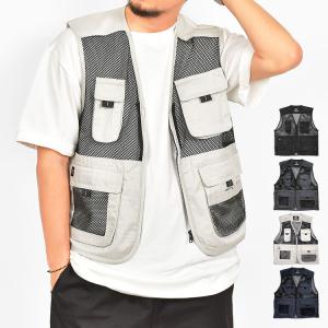 メッシュベスト 夏用 メンズ レディース 男女兼用 6628 フィッシングベスト M L LL 3L カジメイク 春夏 吸汗速乾 薄手 軽量 黒 白