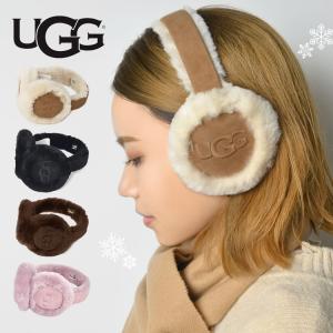 イヤーマフ ugg アグ 耳当て ボア レディース 可愛い おしゃれ ファー 本革 耳あて シープスキン イヤマフ あったかい ロゴ 冬 黒 ブラウン グレー 送料無料｜hauhau