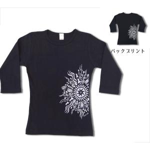 フラダンス 7分袖 Ｔシャツ ラー・リノ ブラック−ライトグレー ハワイアン