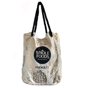 ホールフーズエコバッグ 白地にパイナップル WHOLE FOODS MARKET 限定3個 布 ハワイ限定｜hauolihawaii