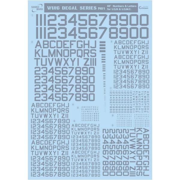 サンコーマーク工業 レプトジーダ プラモデル用 水転写 M01 60° Numbers&amp;Letter...