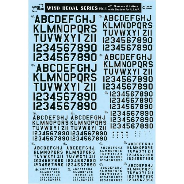 サンコーマーク工業 レプトジーダ プラモデル用 水転写 M03 45° Numbers&amp;Letter...