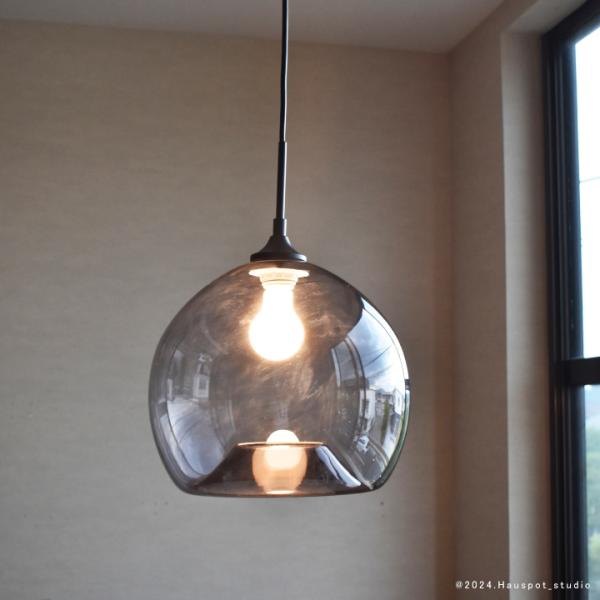 照明 おしゃれ 吊下げ灯 ソケット&amp;シェードセット 天井照明グレーガラスのラウンド型ペンダントライト...