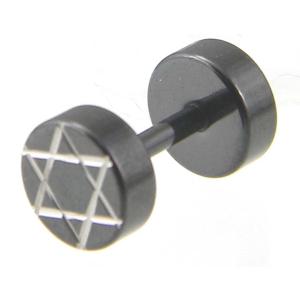 ダンベル ピアス ステンレス ブラック ダビデの星片耳用/メ...