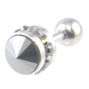 ステンレス ピアス メンズ18G片耳ブラックストーン/メール...