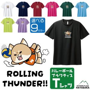 【バレーボール】【ワンちゃん】【ローリングサンダー】Tシャツ 半袖 ドライTシャツ【00300】【ジュニア〜大人】ハイキュー【前プリント】練習用 練習着