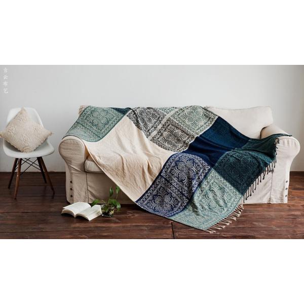 モロッカンラグ 青×白 キャンプ ブランケット ラグマット エスニック 北欧  150×190cm