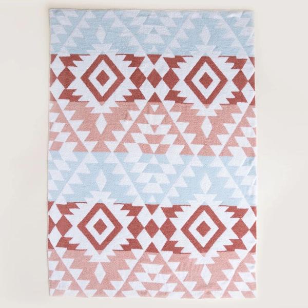 アウトドア キャンプ ブランケット オルテガ柄 ふわもこグラデーション  127×150cm