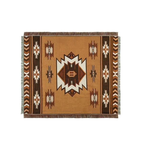 アウトドア キャンプ ブランケット ラグマット ナバホ茶 オルテガ 民族 130×160cm