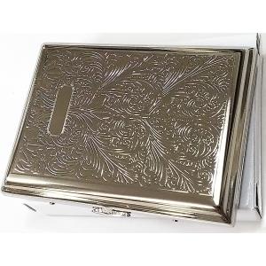 シガレットケース シルバーアラベスク タバコケース おしゃれ 真鍮製 繊細彫刻 16本収納 メンズ レディース ギフト