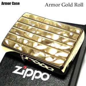 ZIPPO アーマー ゴールドロール ジッポ ライター V刃彫刻 両面加工 ダイヤモンドカット 金タンク 金 かっこいい 重厚 おしゃれ メンズ｜hayamipro