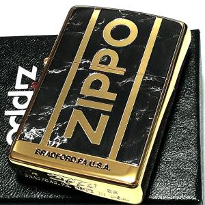 ZIPPO かっこいい 大理石 Logo Marble ジッポ ライター ロゴ ゴールド＆ブラック 金タンク 彫刻 両面加工 金黒 おしゃれ メンズ ギフト｜hayamipro