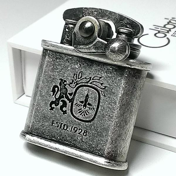 オイルライター Colibri コリブリ アンティークシルバー レトロ ニッケルバレル フリントオイ...