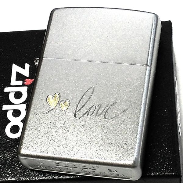 ZIPPO ライター love ハート ジッポ シルバー かわいい シンプル ラブデザイン おしゃれ...