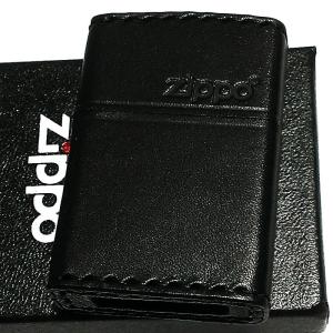 ZIPPO ライター 本革巻き ジッポ ロゴ ブラック レザー 黒 シンプル 牛革 かっこいい メンズ 父の日 ギフト プレゼント｜hayamipro