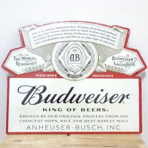 r*️様 Budweiser 木製看板 バドワイザー アメリカン レトロ ブリキ看板 バドワイザー ボトルキャップ
