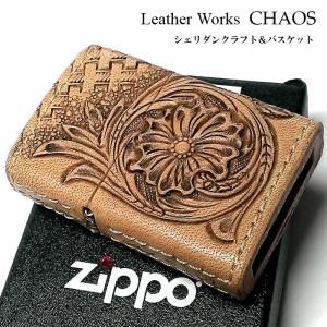 ZIPPO（ジッポー） ライター 本革巻き ジッポ カオス ブラック スリー