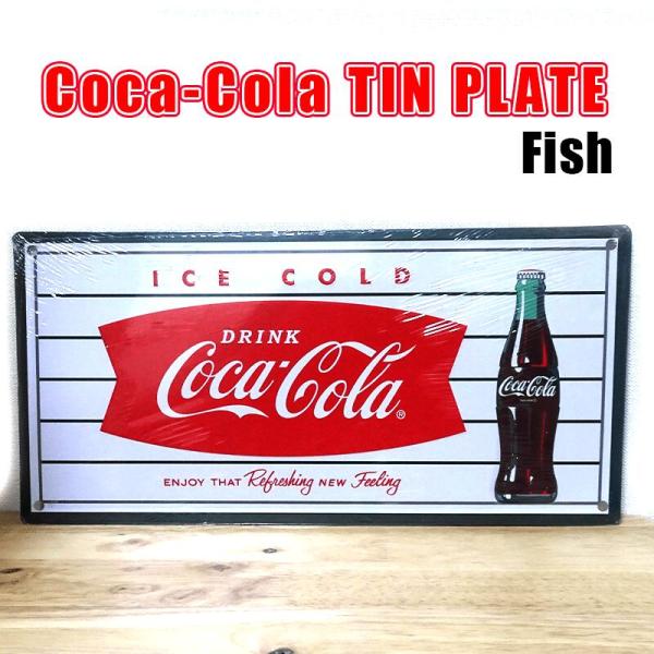 ブリキ看板 プレート コーラ COCA-COLA TIN PLATE Fish エンボスメタルサイン...