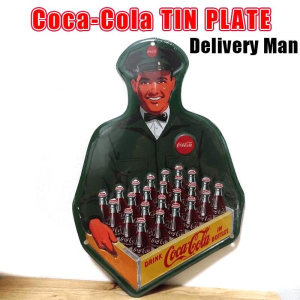 ブリキ看板 おしゃれ コーラ COCA-COLA TIN Delivery Man エンボスメタルサ...