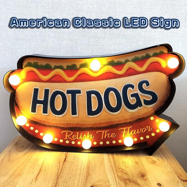 電飾看板 LED Sign アメリカン クラシック ホットドッグ サインライト 雑貨 HOT DOG...
